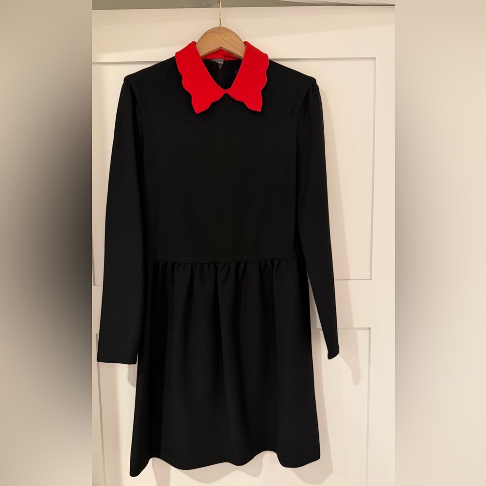 Maje Black Dress with Detachable Red Collar